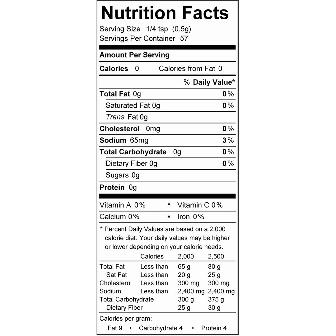 Chesapeake Bay Spice Blend nutrition facts panel