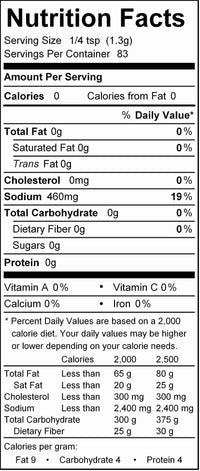 Parfume de Sel Spice Blend nutrition facts panels